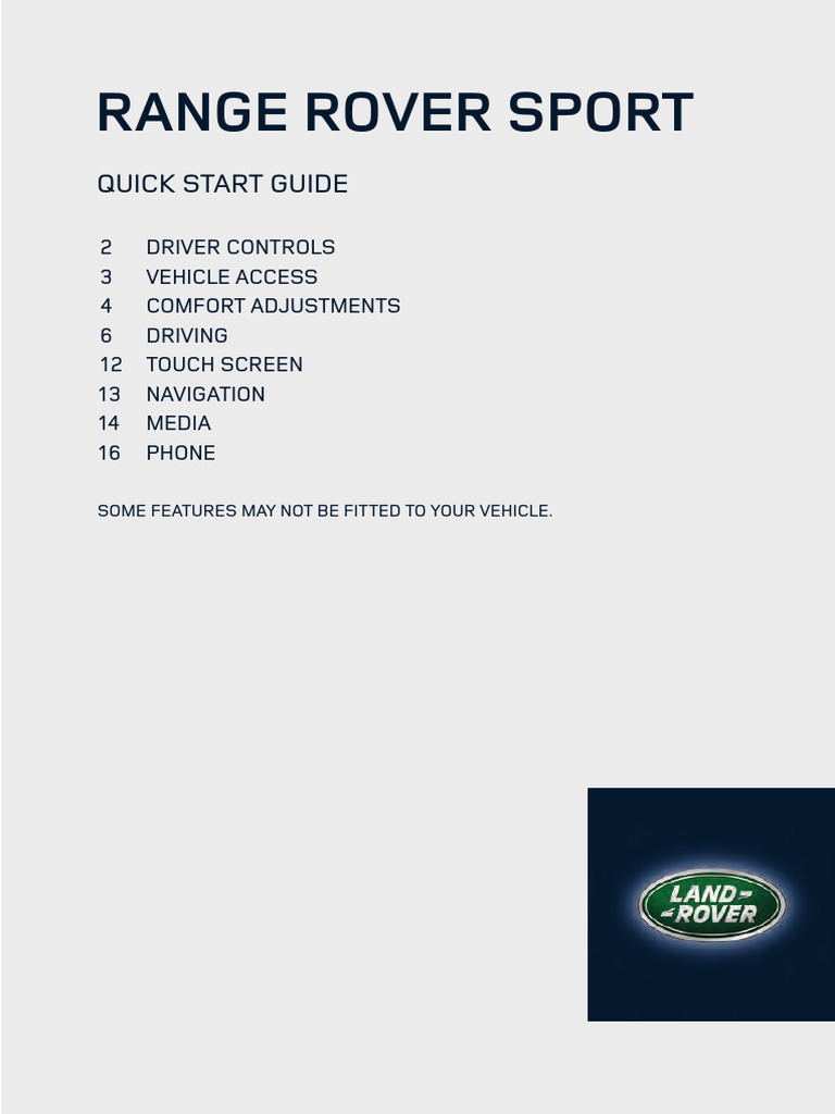 Range Rover Sport Quick Start Guide | PDF | Headlamp | Transportation ...