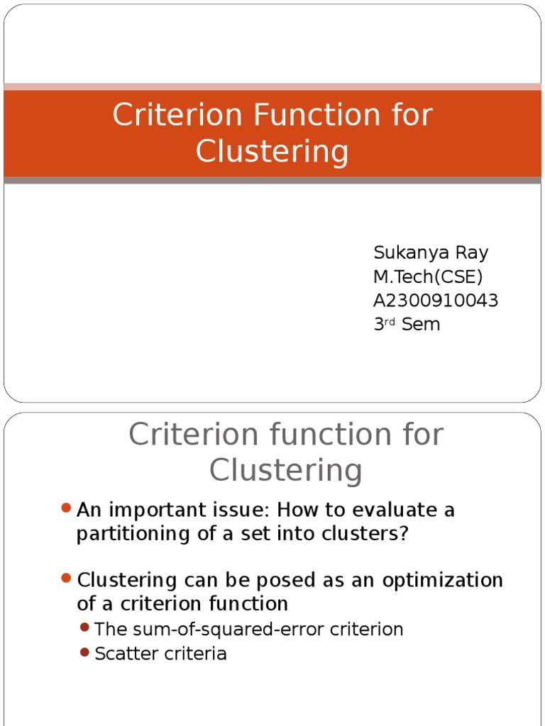 Criterion Functions for Clustering | PDF