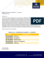 8º Ano - Calendário de AV1