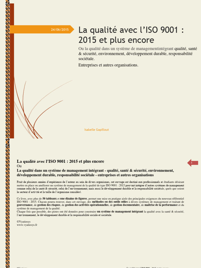 Qualité et ISO 9001 : Guide Complet 2015 | PDF | Management de la ...