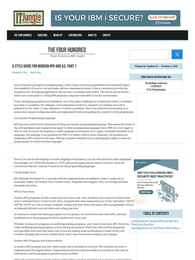 Modern RPG Coding Style Guide | PDF | Ibm Rpg | Computer Programming