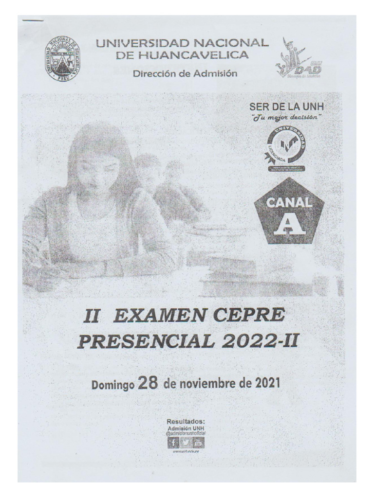 Ii Examen Cepre 2022 Ii Canal A Pdf