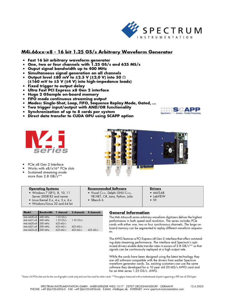 M4i.66xx-x8 Arbitrary Waveform Generators | PDF | Electronic ...