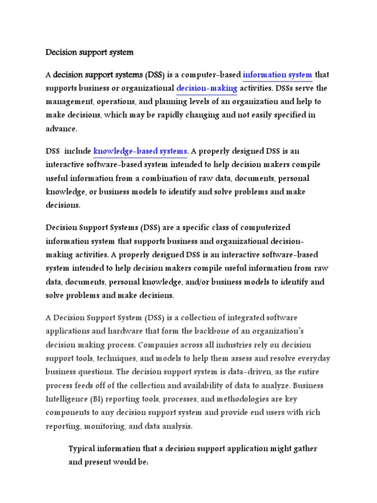 Understanding Decision Support Systems | PDF | Decision Support System ...