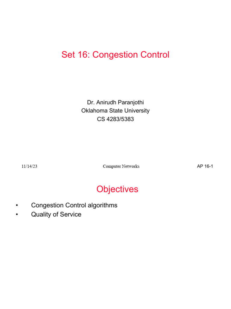 Set16 CH 5 Congestion Control | PDF | Network Congestion | Quality Of ...