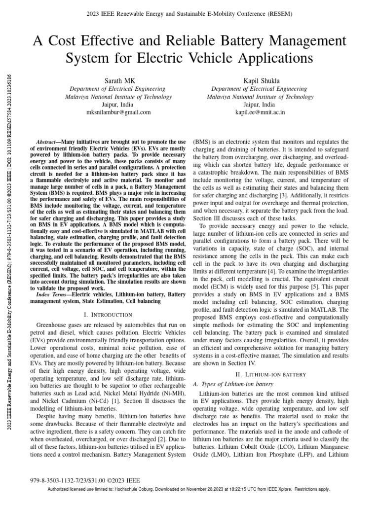 Battery Fault Monitoring in EV Systems | PDF | Lithium Ion Battery ...