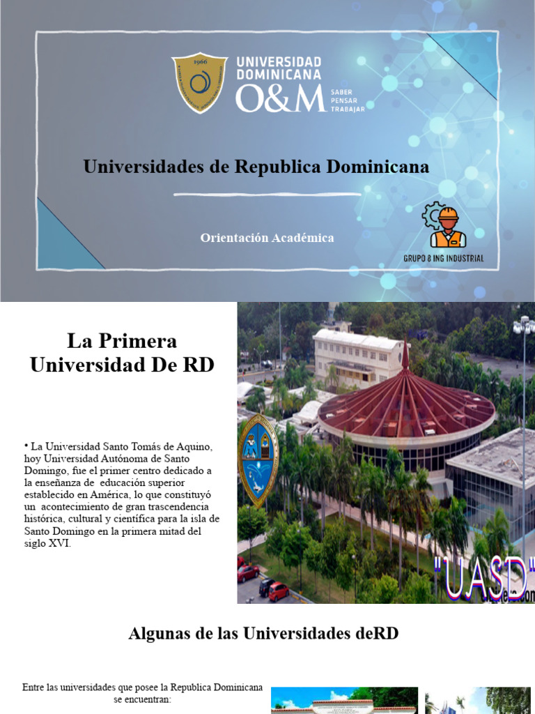 Universidades de RD Orientacion Academica Grupo 8 | PDF | Universidad ...