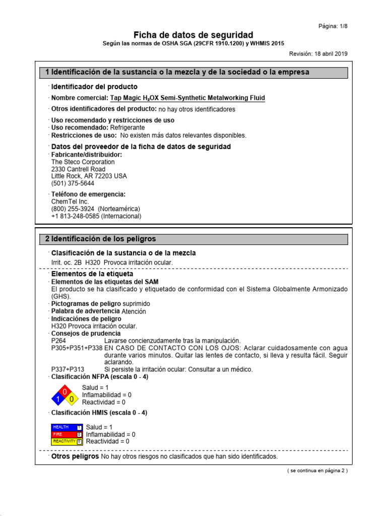 HS - Tap-Magic-H2ox | PDF | Gestión de residuos | Administración de ...