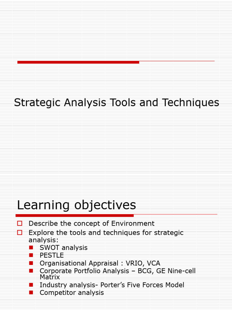 Strategic Analysis Tools Overview | PDF | Strategic Management | Swot ...