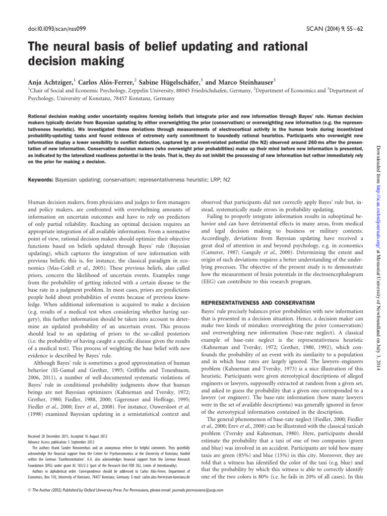 Neural Mechanisms of Belief Updating | PDF | Event Related Potential ...