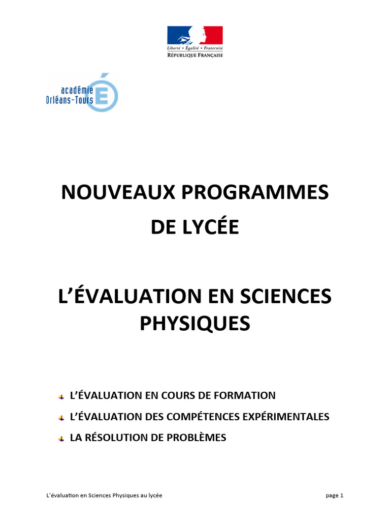 Évaluation en Sciences Physiques au Lycée | PDF | Ammonium | Science