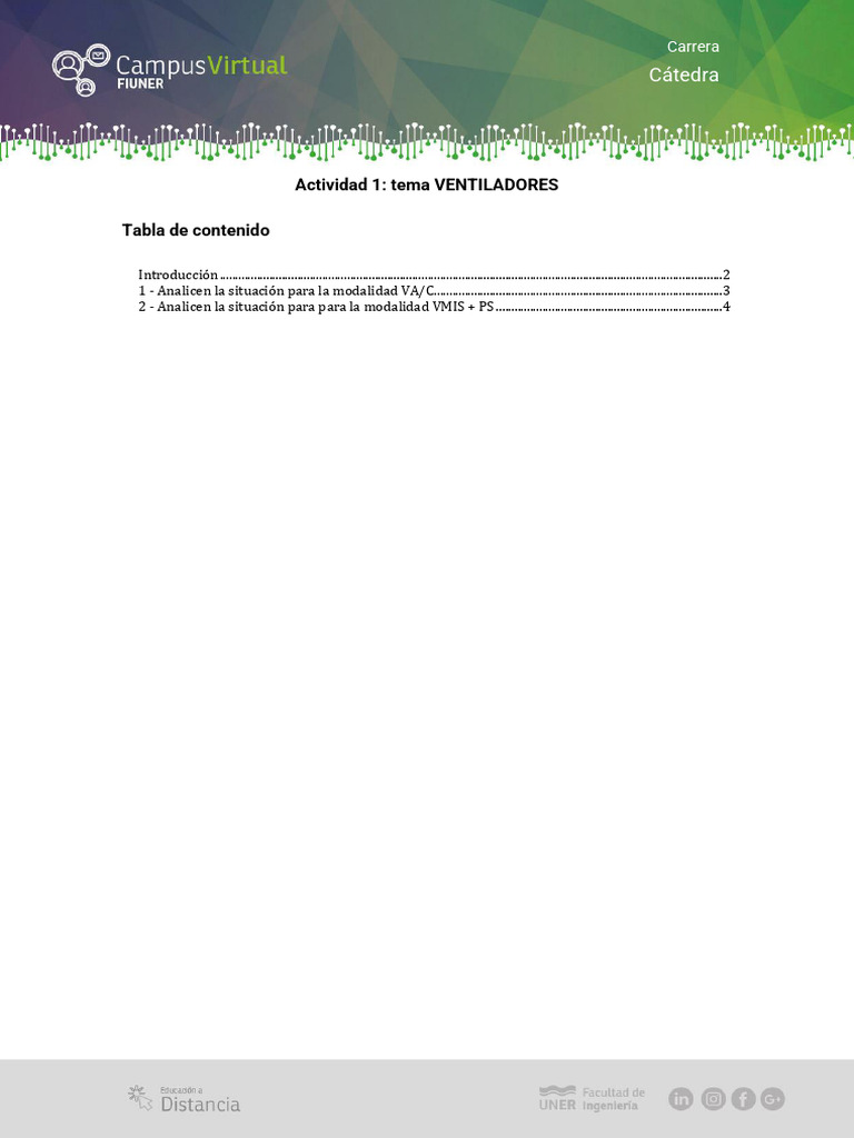 Modos Ventilatorios: VA/C y VMIS + PS | PDF