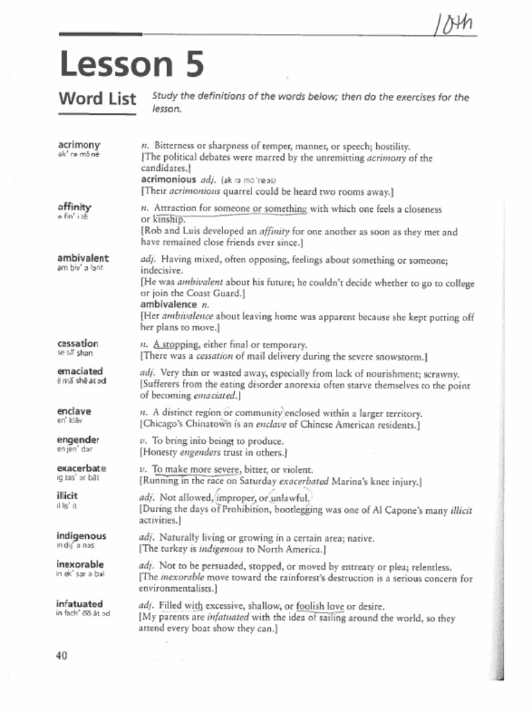 Lesson 5 list pdf