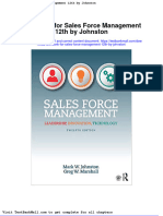 Test Bank For Sales Force Management 12th by Johnston