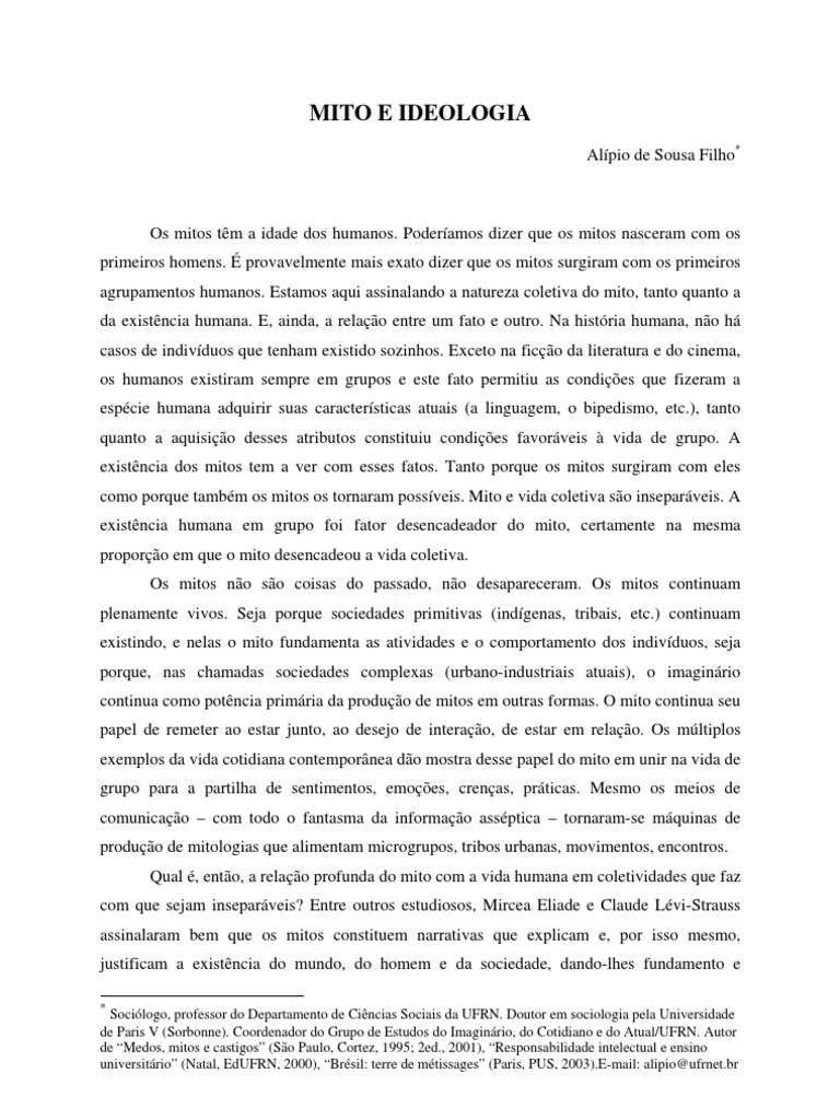 Mitos e sua Relação com a Coletividade | PDF