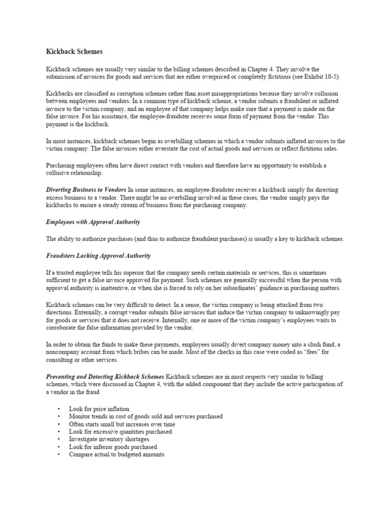 Kickback Schemes PDF Bribery Business