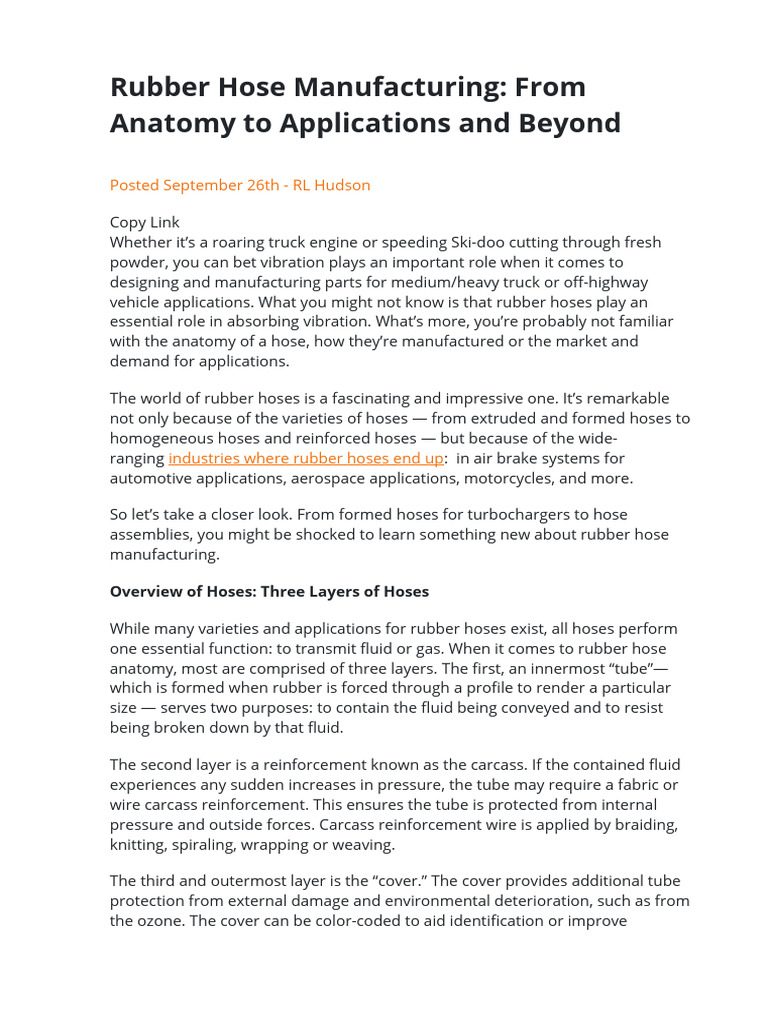 Rubber Hose Manufacturing Insights | PDF | Physical Sciences | Polymers
