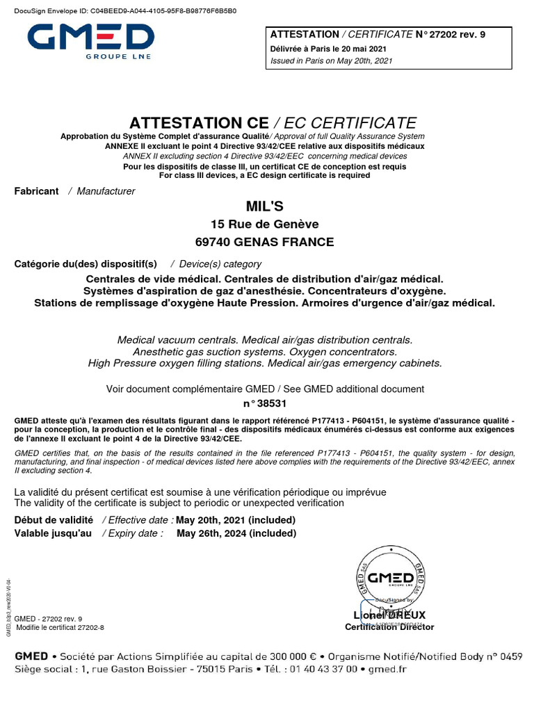 Certificat CE GMED pour dispositifs médicaux | PDF | Management de la ...