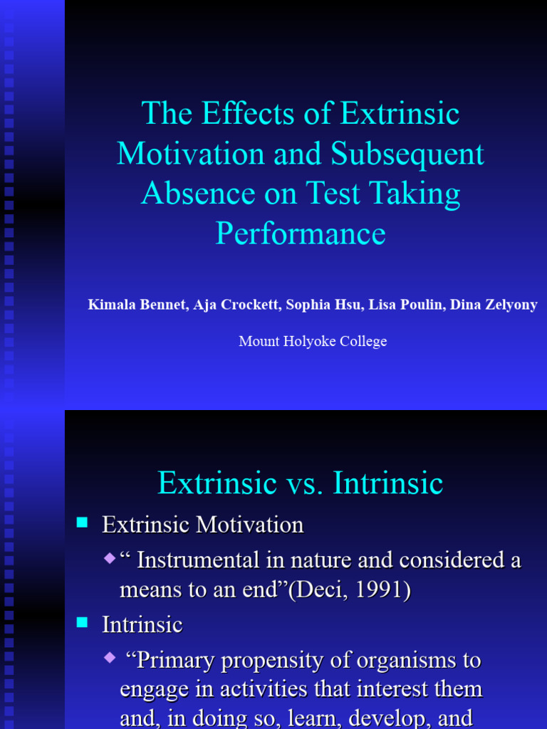 Effects of Extrinsic Motivation on Test Performance | PDF ...