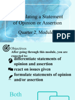 Opinion or Assertion - Grade 10 English