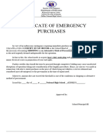 Certificate of Emergency Purchases