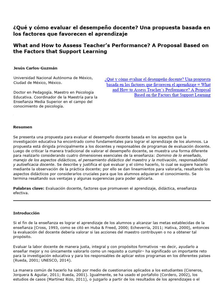 Evaluación del Desempeño Docente | PDF