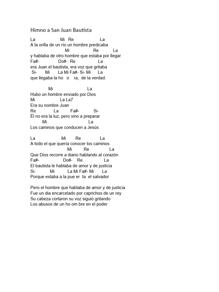 Himno A San Juan Bautista | PDF