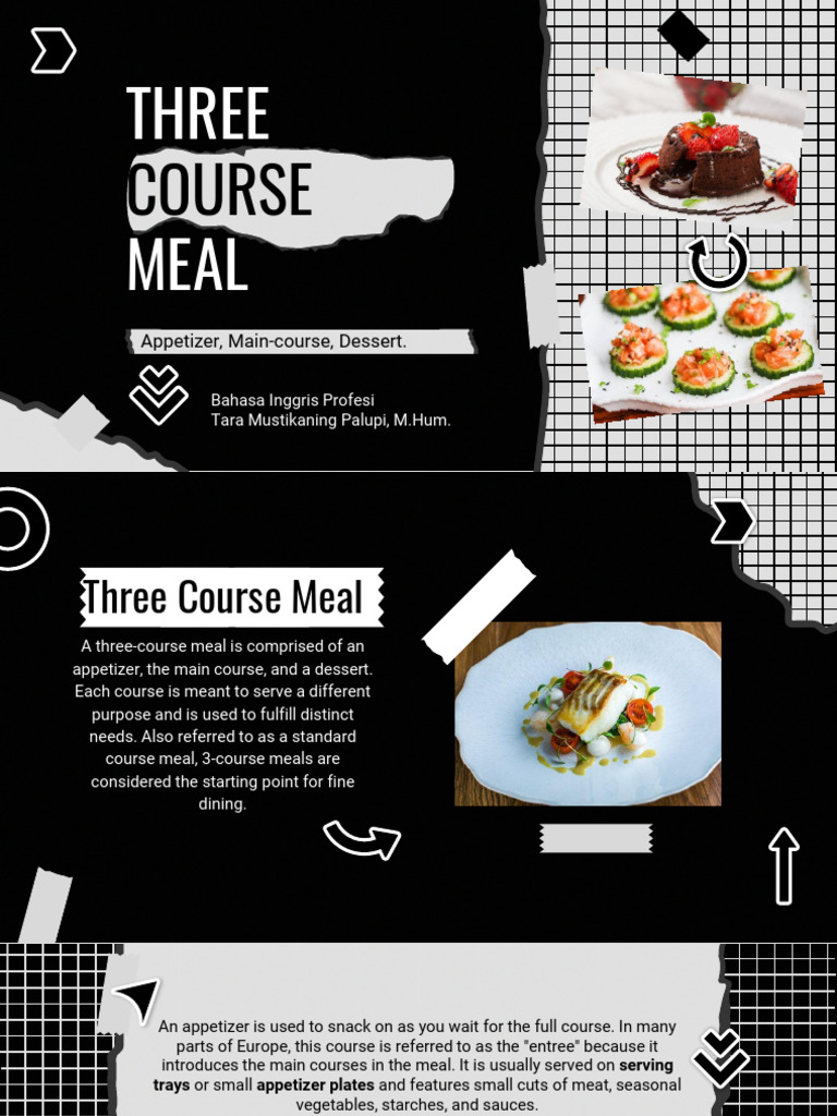 Three Course Meal (Appetizer Main Course Dessert) Download Free PDF