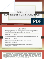 Continuity of A Function