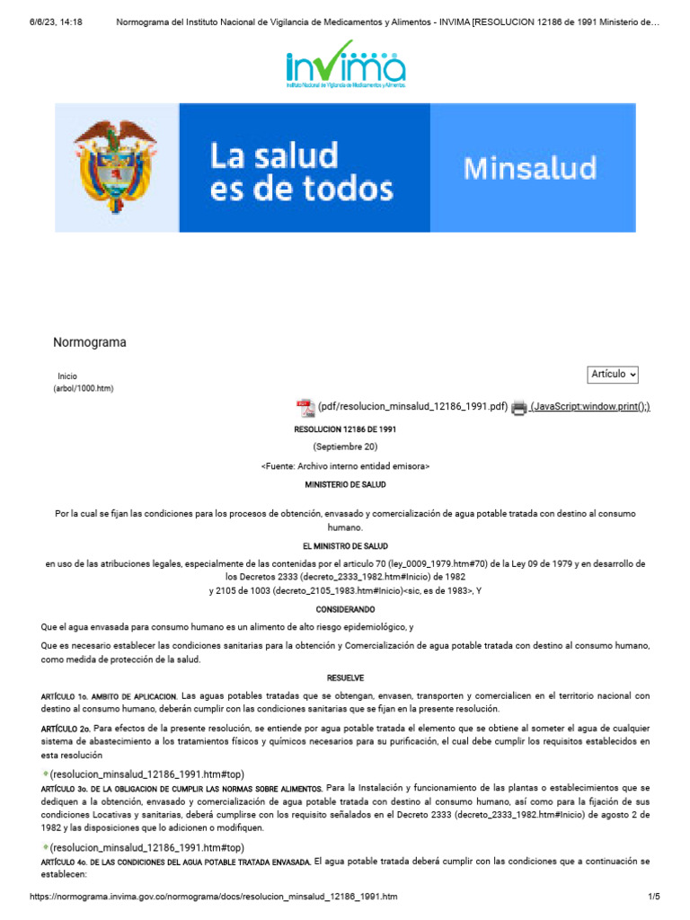 Norma de Agua Potable para Consumo Humano | PDF | Agua | Agua potable