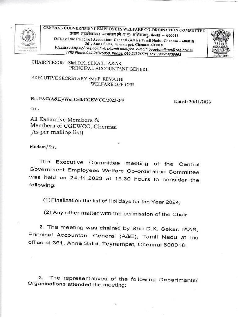 Holiday List 2024 PDF