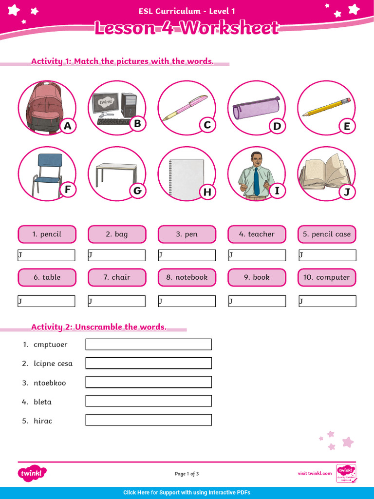 Lesson 4 Level 1 Interactive Worskheet Pdf Graphite