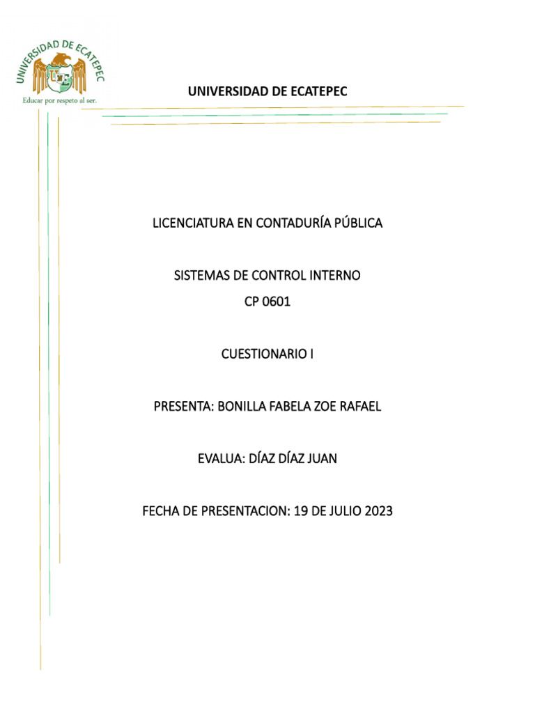 Elementos del Control Interno en Contabilidad | PDF | Contralor ...