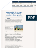 Registro de Terras de Fronteira Deve Respeitar Política Agrícola