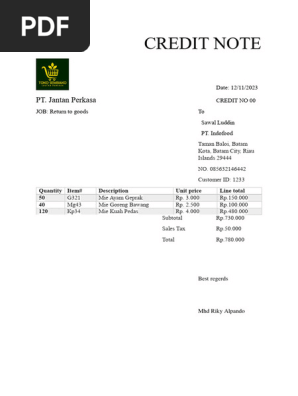 CREDIT NOTE