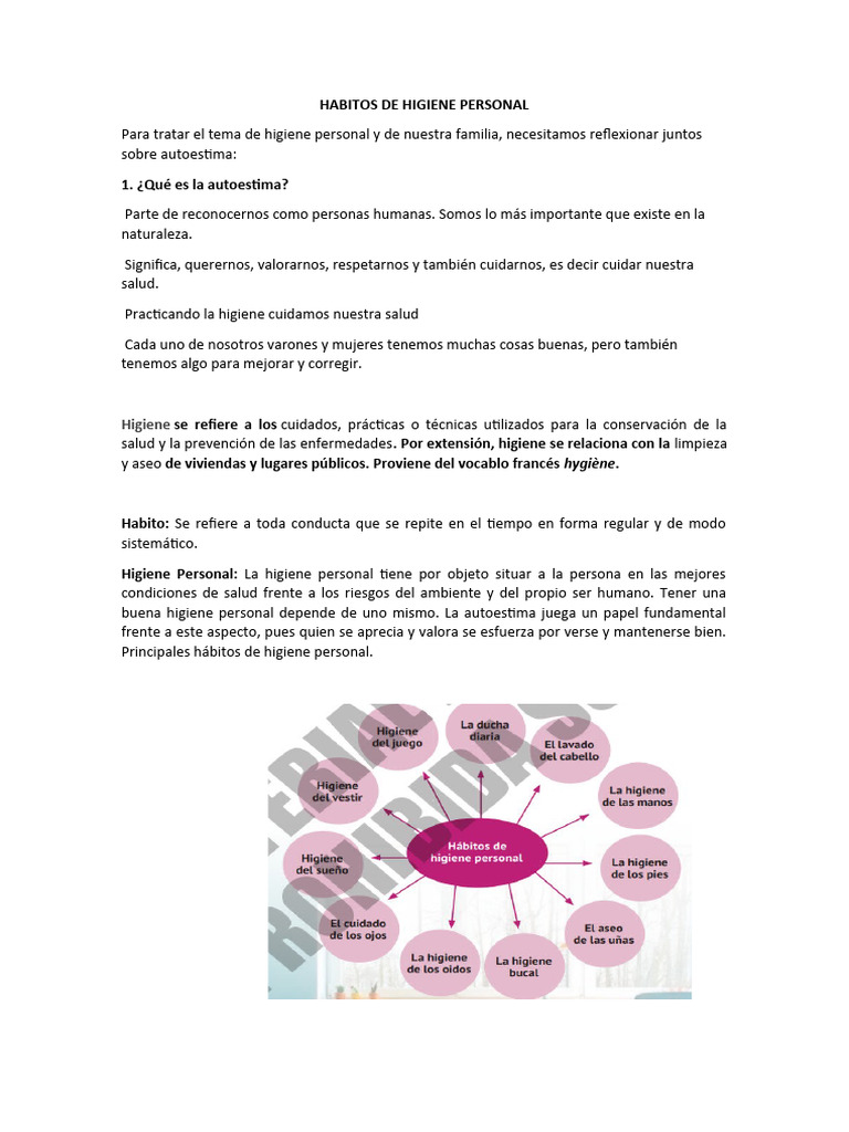 Hábitos Esenciales De Higiene Personal Pdf Salud Y Bienestar