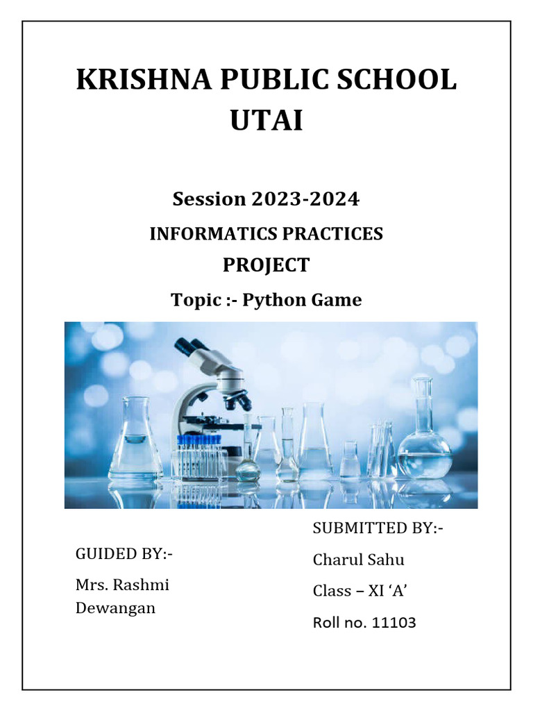 Python Game Project Report 2023-2024 | PDF