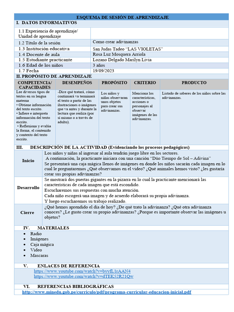 Adivinanzas para Inicial 3 Años | PDF | Aprendizaje | Salón de clases