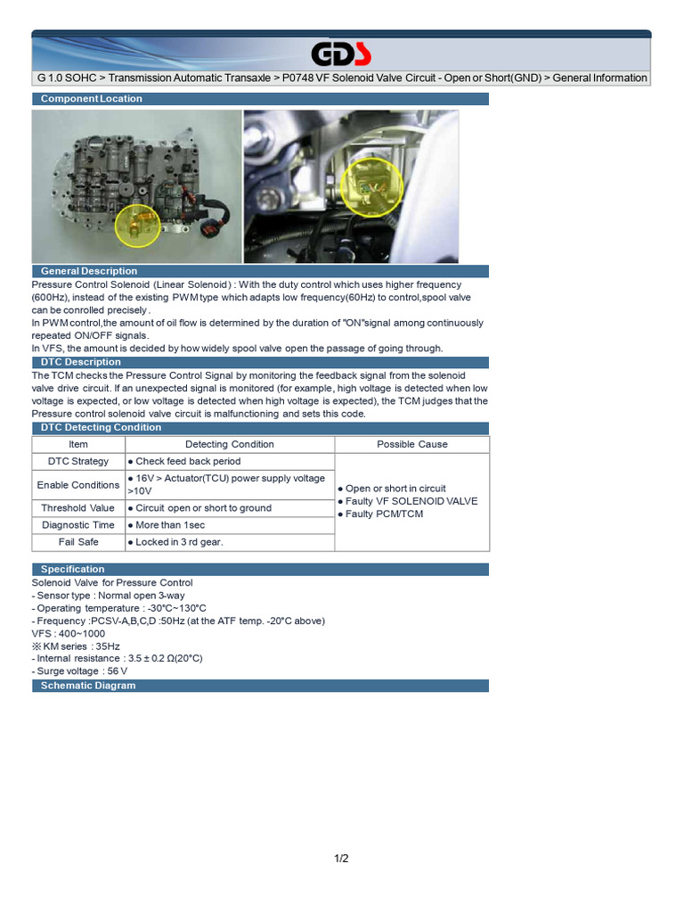 P0748 VF Solenoid Valve Circuit Guide | PDF | Computers | Technology ...