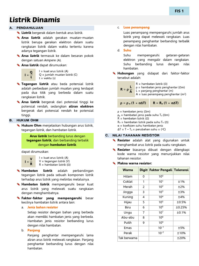 Arus Listrik dan Hukum Ohm dalam Rangkaian | PDF