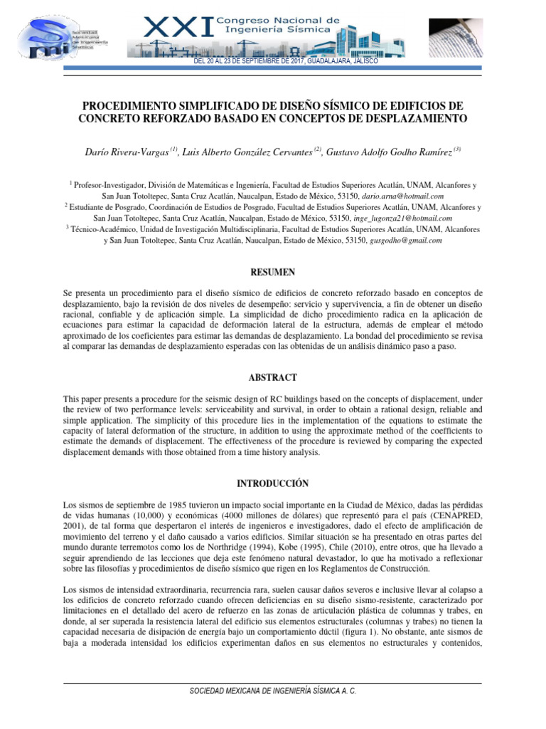 2017 Procedimiento Simplificado De Diseño Sismico De Edificios De