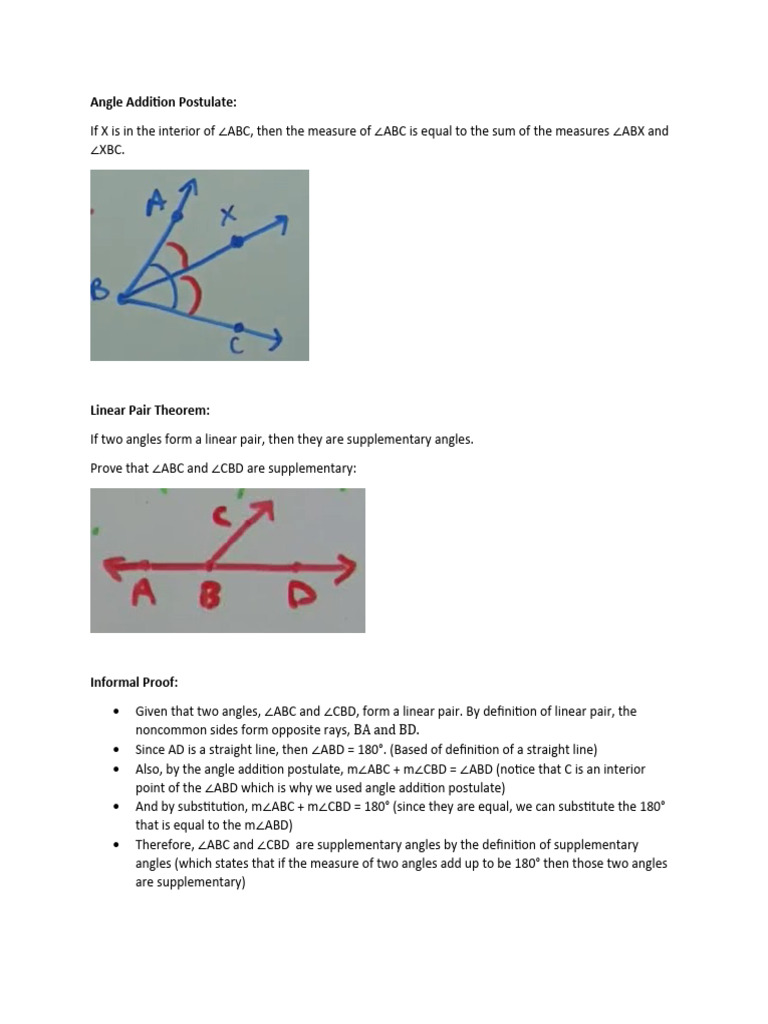 Math Linear Pair Theorem PDF