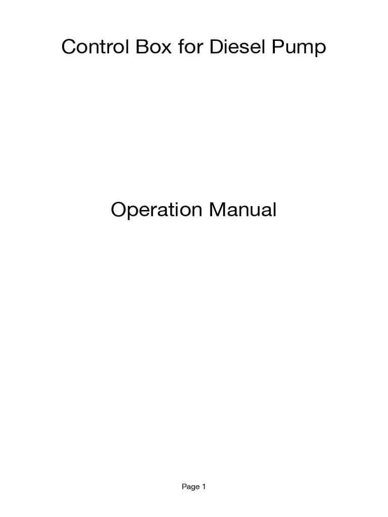 Diesel Pump Control Box Manual | PDF | Diesel Engine | Switch