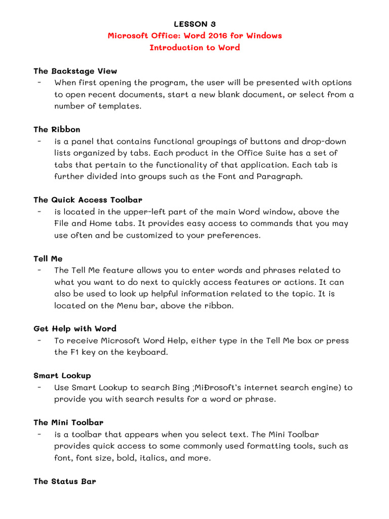 Word 2016 Basics: Features & Setup Guide | PDF | Microsoft Word | Paragraph