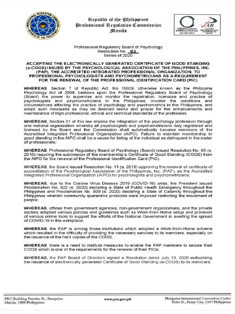 PRC Resolution No 2 PDF