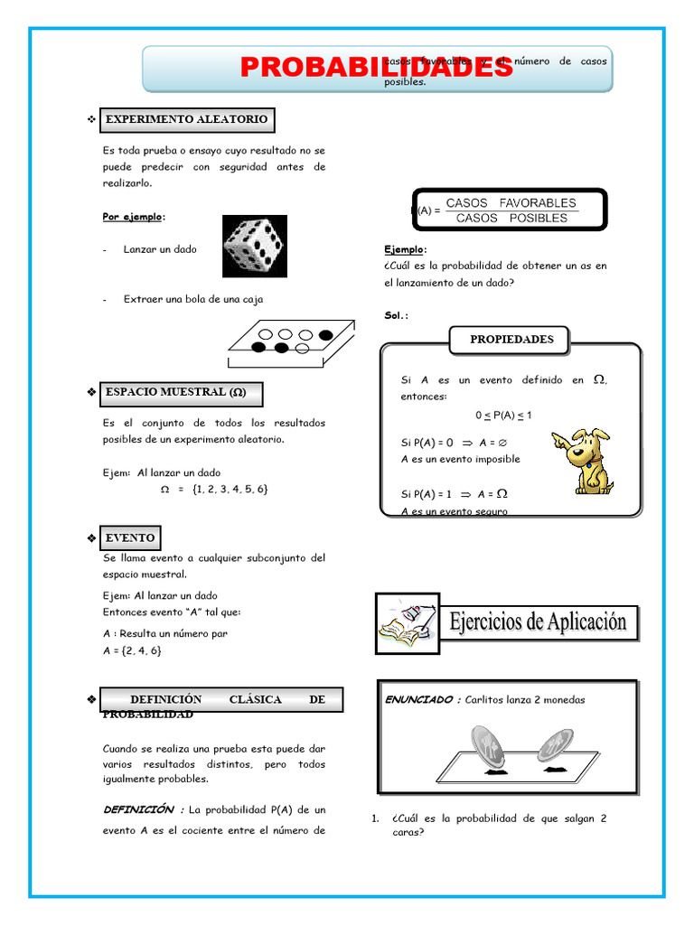 Ejercicios de Probabilidades para Quinto de Secundaria | PDF ...