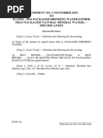 Amendment No. 4 November 2019 TO Is 14543: 2016 Packaged Drinking Water (Other Than Packaged Natural Mineral Water) - Specification