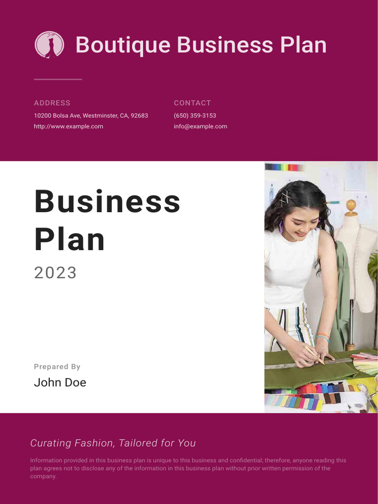 Boutique Business Plan Overview 2023 | PDF | Marketing | Marketing Strategy