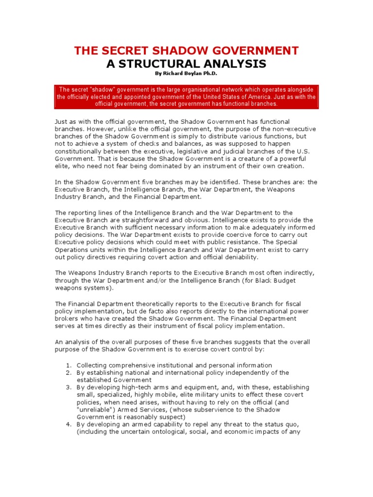 The Secret Shadow Government-A Structural Analysis | PDF