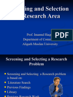 Screening and Selection of Research Area